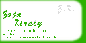 zoja kiraly business card